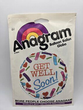 Anagram Vintage "Get Well Soon" Metallic Helium Balloon 1990s